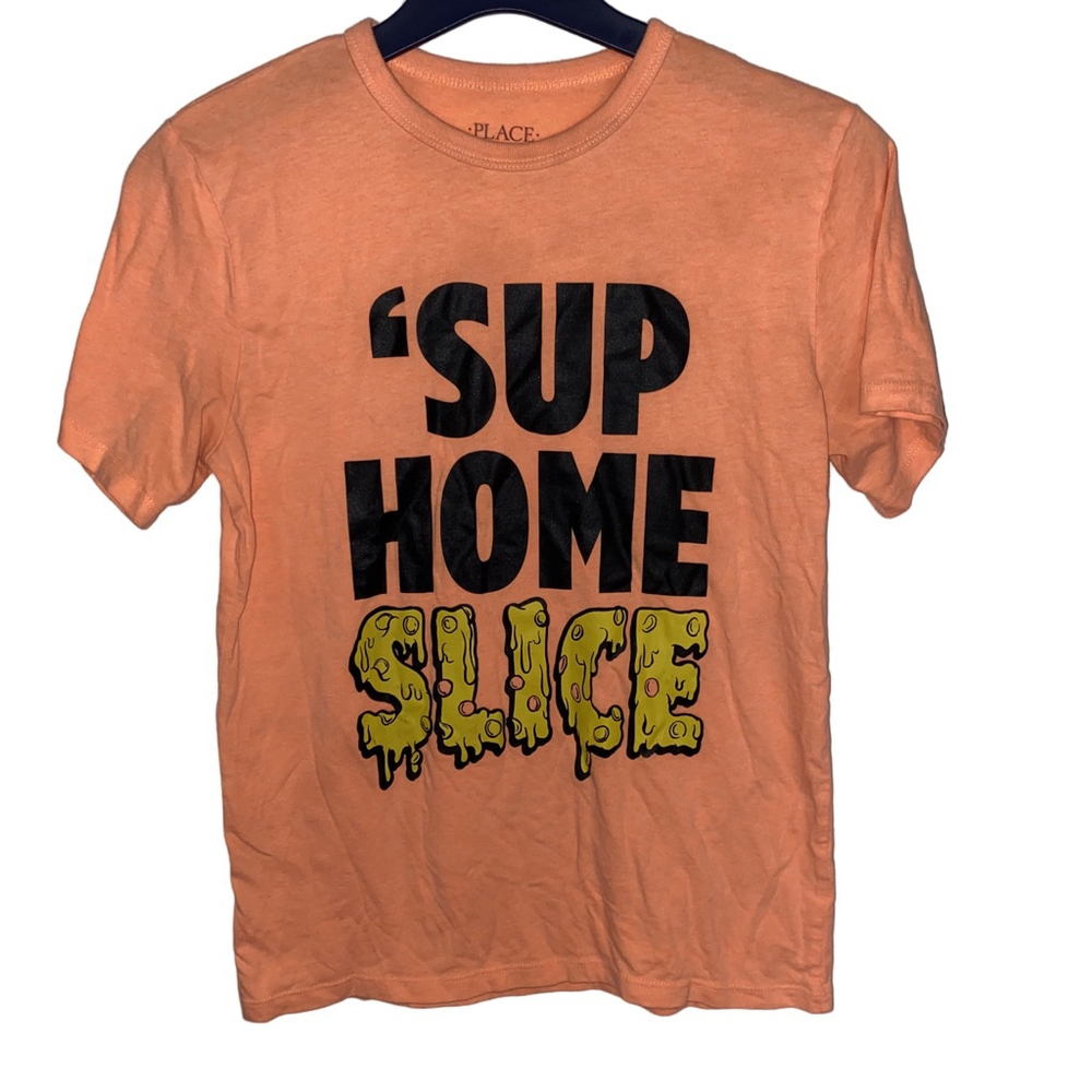 Boys The Children's Place Orange Pizza Graphic T-shirt Size L